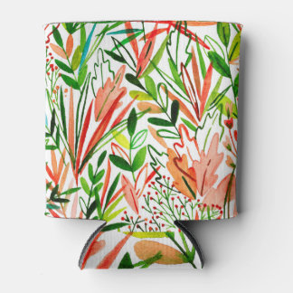Enfriador De Latas Hojas exóticas, flores, trozo de selva acuática