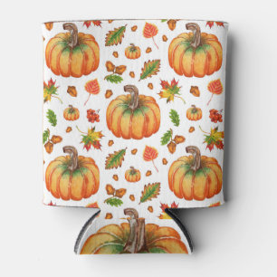 Enfriador De Latas Hojas otoñales, bellotas: patrón de acuarela.