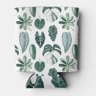 Enfriador De Latas Hojas tropicales Colores de agua Textura sin foco