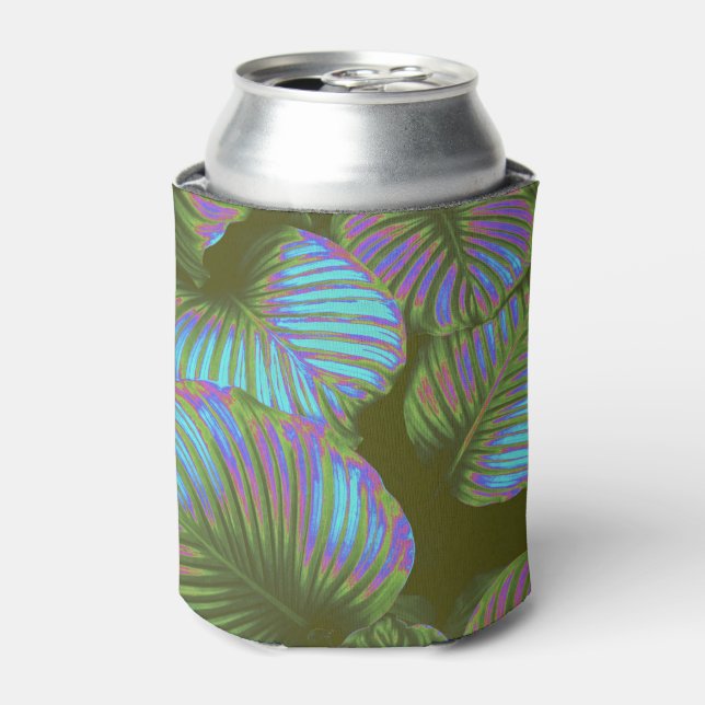 Enfriador De Latas Hojas tropicales de arcoiris (Lata Anverso)