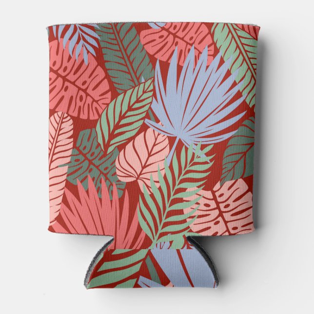 Enfriador De Latas Hojas tropicales de Doodle: Oscuras manos dibujada (Anverso)