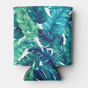 Enfriador De Latas Hojas tropicales, diseño gráfico, palmas realistas