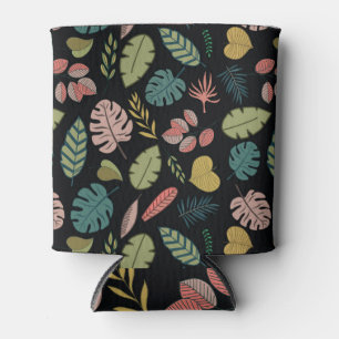 Enfriador De Latas Hojas tropicales: Floral veraniega vintage
