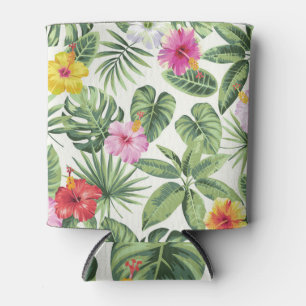 Enfriador De Latas Hojas tropicales, flores, patrón de cosecha ininte