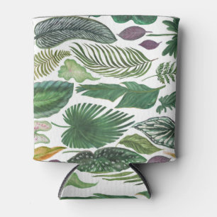 Enfriador De Latas Hojas tropicales: fondo transparente de acuarela