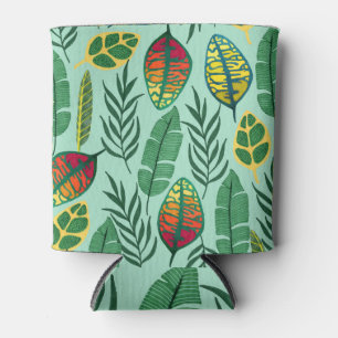 Enfriador De Latas Hojas Tropicales: Gouache Art Seamless.