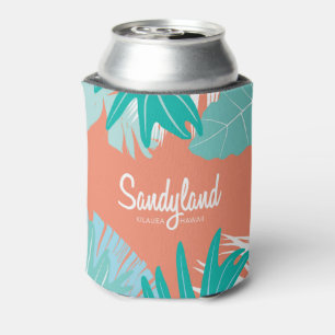 Enfriador De Latas Hojas tropicales hawaianas de Sandyland