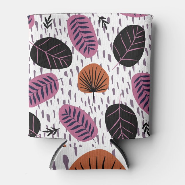 Enfriador De Latas Hojas tropicales, modelo moderno y sin costura. (Anverso)