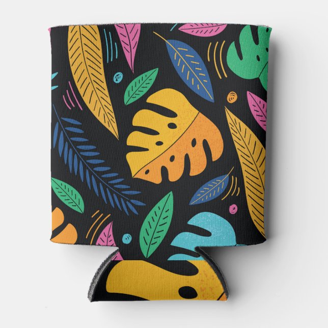 Enfriador De Latas Hojas tropicales modernas: fondo sin costura. (Anverso)