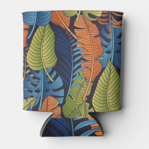 Enfriador De Latas Hojas tropicales, patrón floral sin costuras.