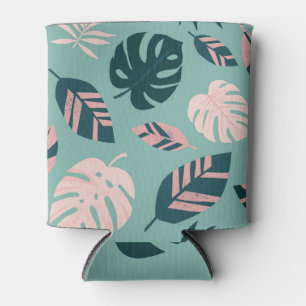 Enfriador De Latas Hojas Tropicales: Patrón Vintage sin Marea.