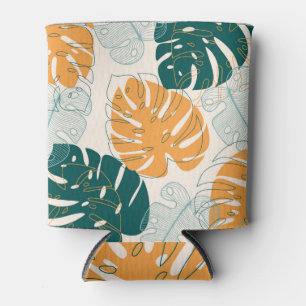 Enfriador De Latas Hojas tropicales: Sello de jungla vintage