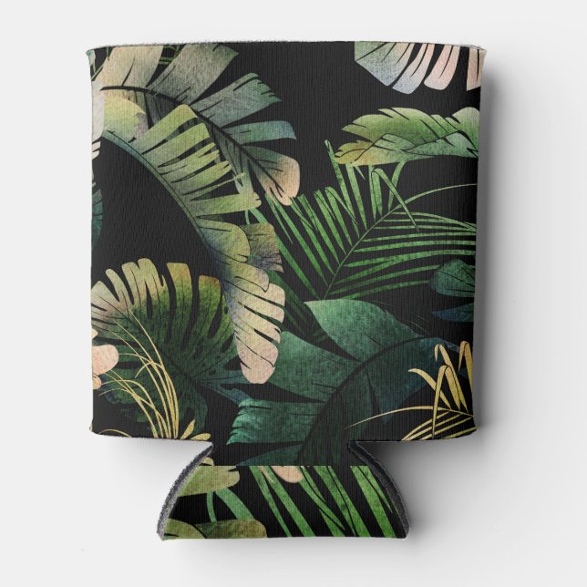 Enfriador De Latas Hojas tropicales: veraniego floral sin foco (Anverso)