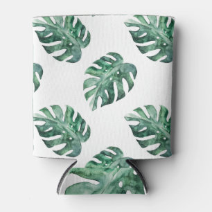 Enfriador De Latas Hojas tropicales verdes, patrón de acuarela