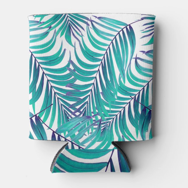 Enfriador De Latas Hojas verdes de palmeras: fondo blanco (Anverso)