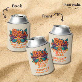 Enfriador De Latas Hola 30 s Tropical Vintage Retro Aniversario