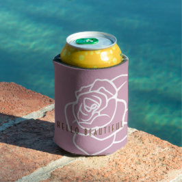 Enfriador De Latas Hola Hermosa - Moderno Elegante Rosa Rosa Protecto