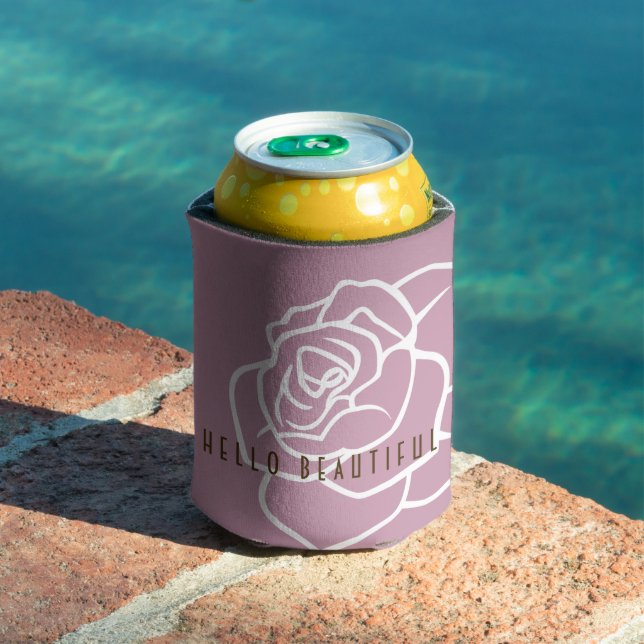 Enfriador De Latas Hola hermosa - Refrigerador de bebidas rosa rosado (Piscina in situ)