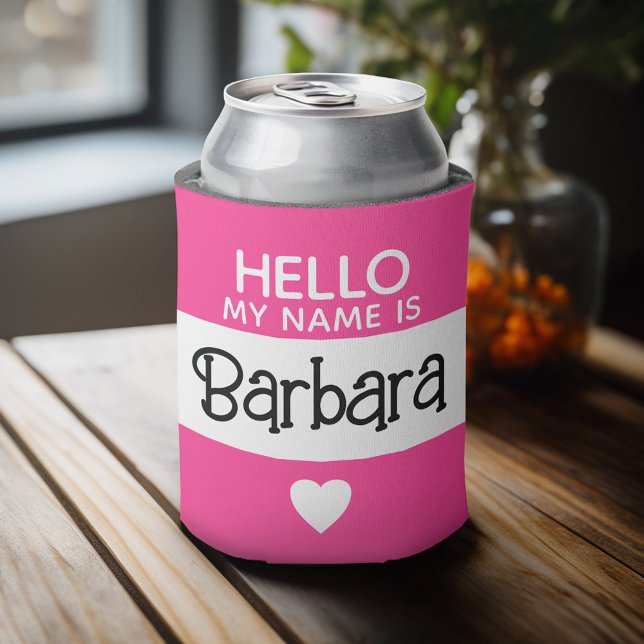 Enfriador De Latas Hola mi nombre es - Hot Pink - Personalizado Nombr (Personalized Can Cooler - add Your Name or Other Custom Text)