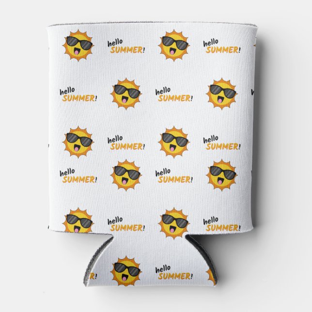Enfriador De Latas Hola Sol de verano con gafas de sol (Anverso)