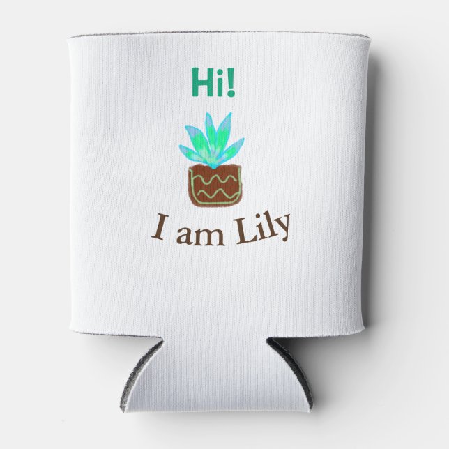 Enfriador De Latas Hola soy Lily cactus succulum añadir nombre acuare (Anverso)