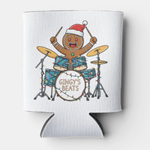 Enfriador De Latas Hombre de Jengibre Baterista Divertido Rock Navida