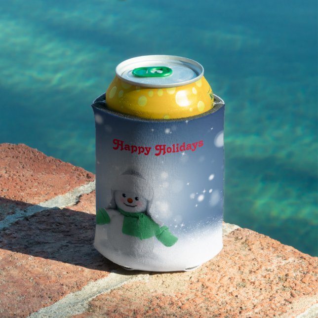 Enfriador De Latas Hombre de nieve con una bufanda verde (Piscina in situ)