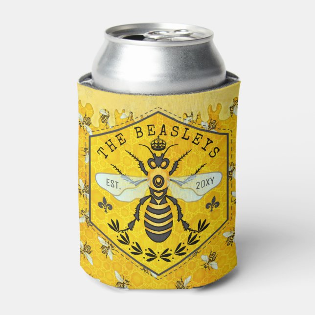 Enfriador De Latas Honeybee Honeycomb Bee Bumblebee Crown | PERSONALI (Lata Anverso)