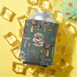 Enfriador De Latas Hongos silvestres en verde pino