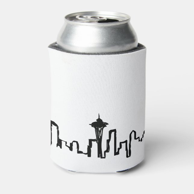 Enfriador De Latas horizonte de seattle con tinta negra (Reverso de la lata)