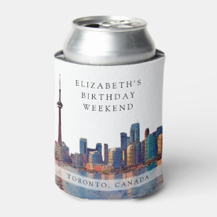 Enfriador De Latas Horizonte de Toronto Acuarela Cumpleaños Fin de Se