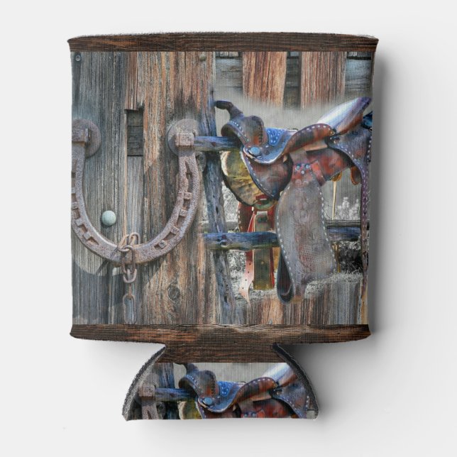 Enfriador De Latas Horse Saddle Horseshoe Rústico Refrigerador de beb (Anverso)