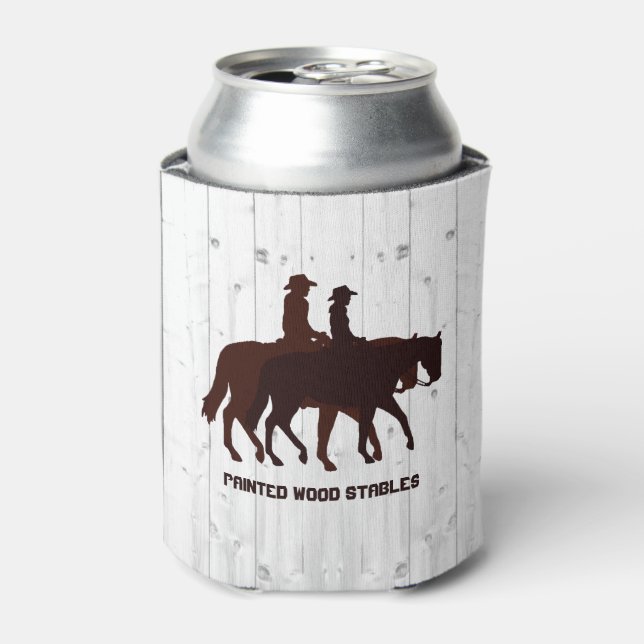 Enfriador De Latas Horse Stables Western Horseback Madera Weathered (Lata Anverso)