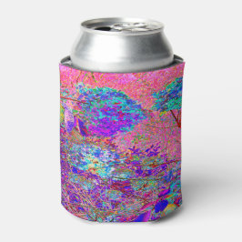 Enfriador De Latas Hortensia abstracta púrpura y azul con magenta