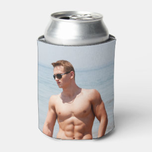 Enfriador De Latas Hot Guy Bare Chest Muscular Abs Beach Shirless