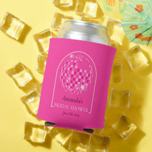 Enfriador De Latas Hot Pink Disco Boogie Bridal Shower