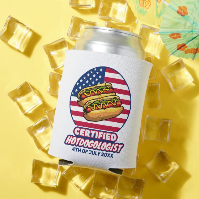 Enfriador De Latas Hotdogólogo certificado Bandera Americana Perro ca (Verano in situ)