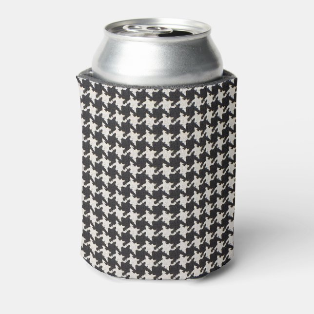 Enfriador De Latas Houndstooth Black White Pattern (Reverso de la lata)