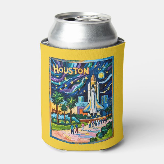 Enfriador De Latas Houston Skyline Space Center Rocket Van Gogh Kids (Lata Anverso)