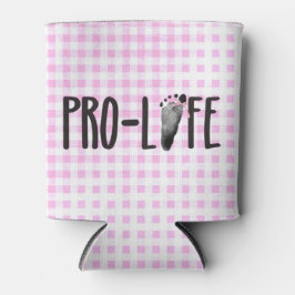 Enfriador De Latas Huella De Bebé Pro-Life En Gingham