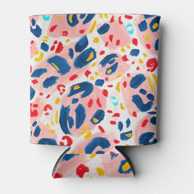 Enfriador De Latas Huella de leopardo: acuarela pintada a mano. (Anverso)