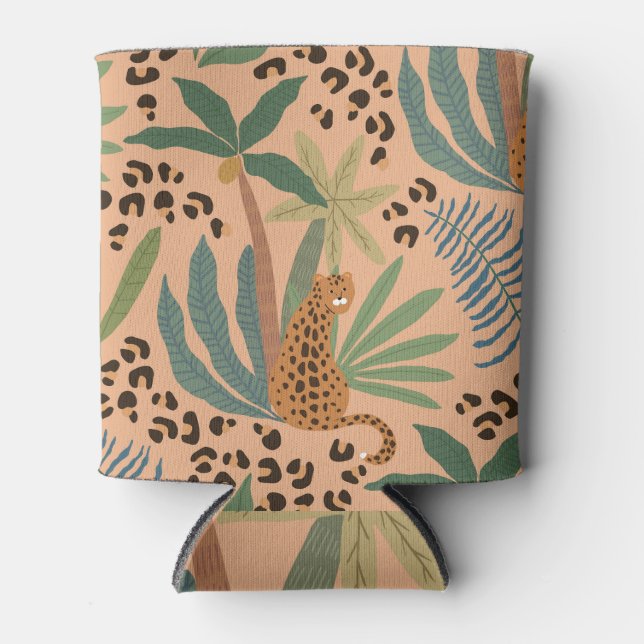 Enfriador De Latas Huella de leopardo de la jungla: patrón sin costur (Anverso)
