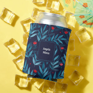 Enfriador De Latas Huerto de acuarela personalizado - turquesa