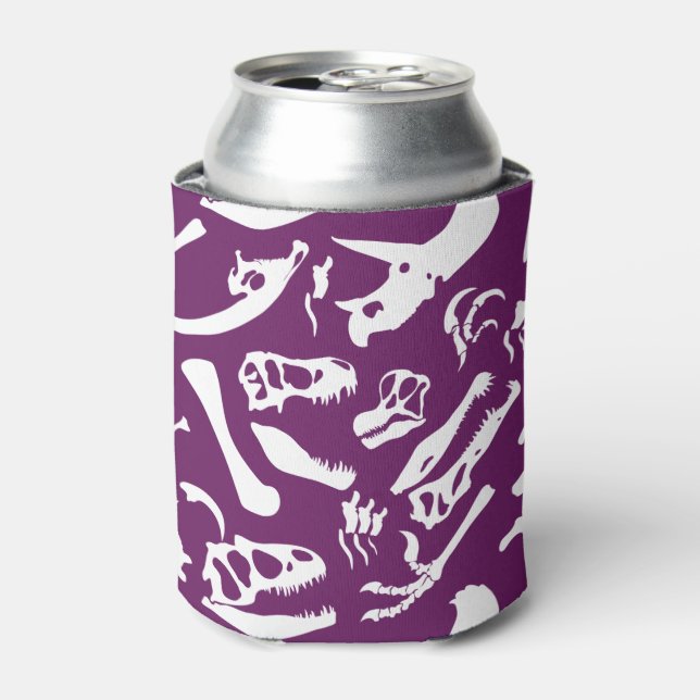 Enfriador De Latas Huesos de dinosaurio (púrpura) (Lata Anverso)