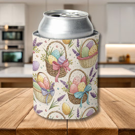 Enfriador De Latas Huevos de Pascua en Cesta de Mimbre con Lavanda