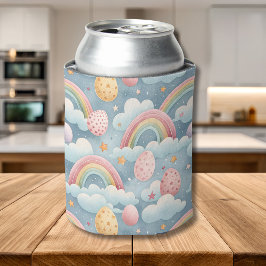 Enfriador De Latas Huevos de Pascua vintage pastel arcoíris con nubes