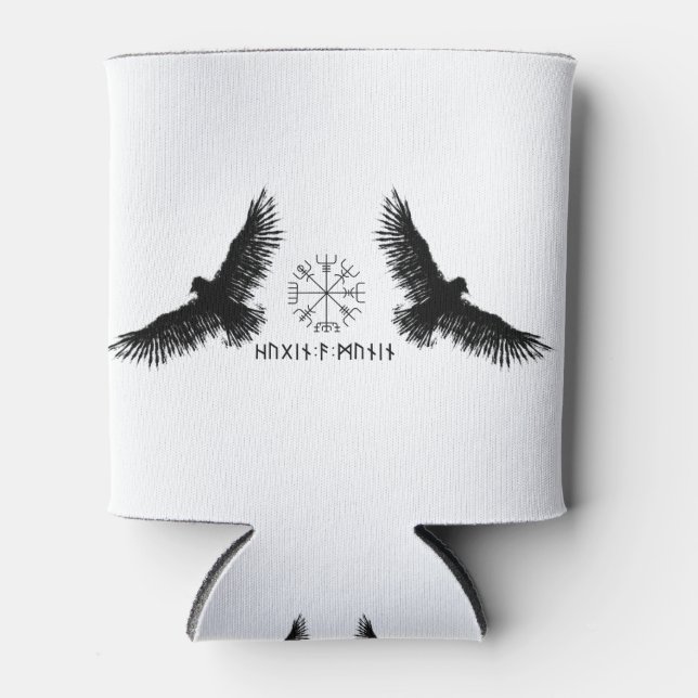 Enfriador De Latas Hugin & Munin | Vegvisir | Odins Raben | schwarz (Anverso)