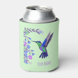 Enfriador De Latas Hummingbird Diseño Flores Botánicas Aves Amantes