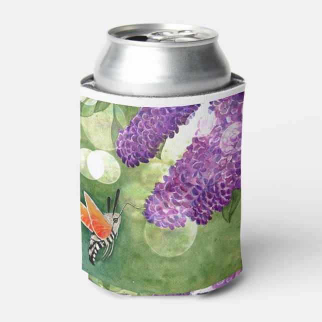 Enfriador De Latas Hummingbird Hawk Moth y Lilacs (Lata Anverso)