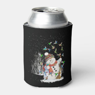 Enfriador De Latas Hummingbird Snowman Feliz Navidad